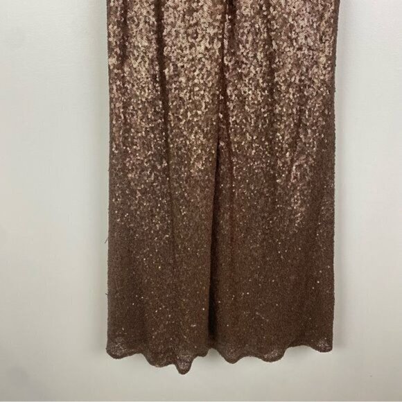 Revelry Gwen Sequin Flutter Sleeve Gown in Mocha 10 - Picture 6 of 12